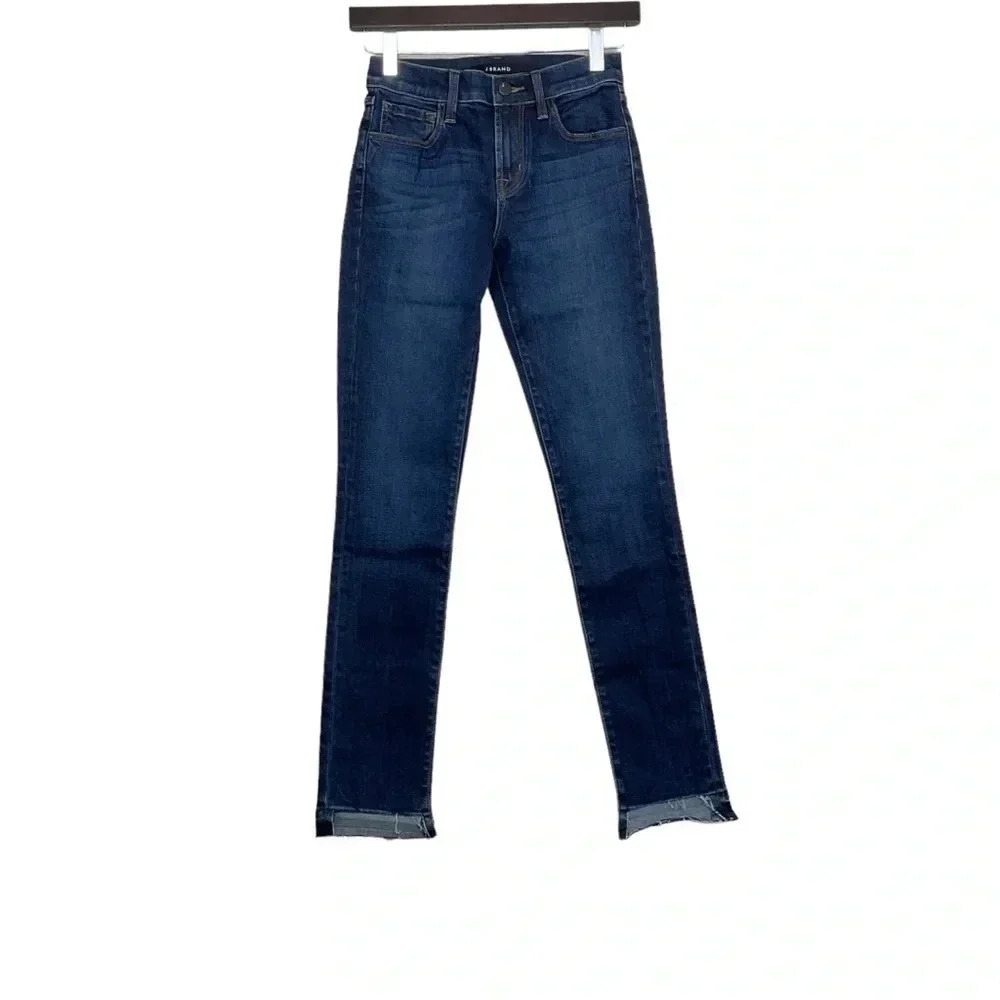 J Brand Mid Rise Skinny Jeans Size 24 Mesmeric Wash Released Step Hem
